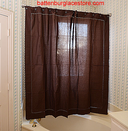 Brown Hemstitch Shower Curtains - Click Image to Close